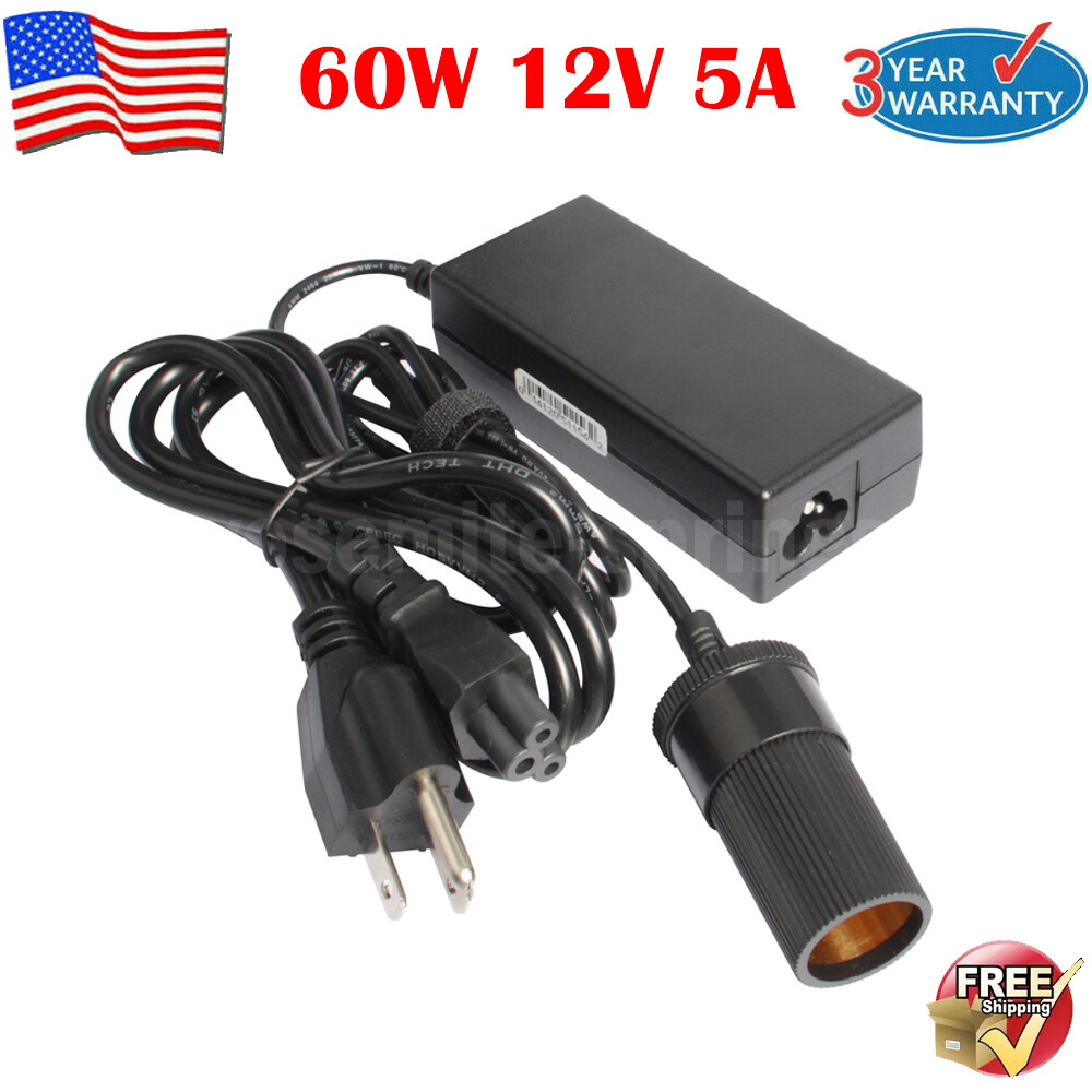 110V AC to 12V DC Car Converter Cigarette Lighter Socket 60W AC Power Adapter