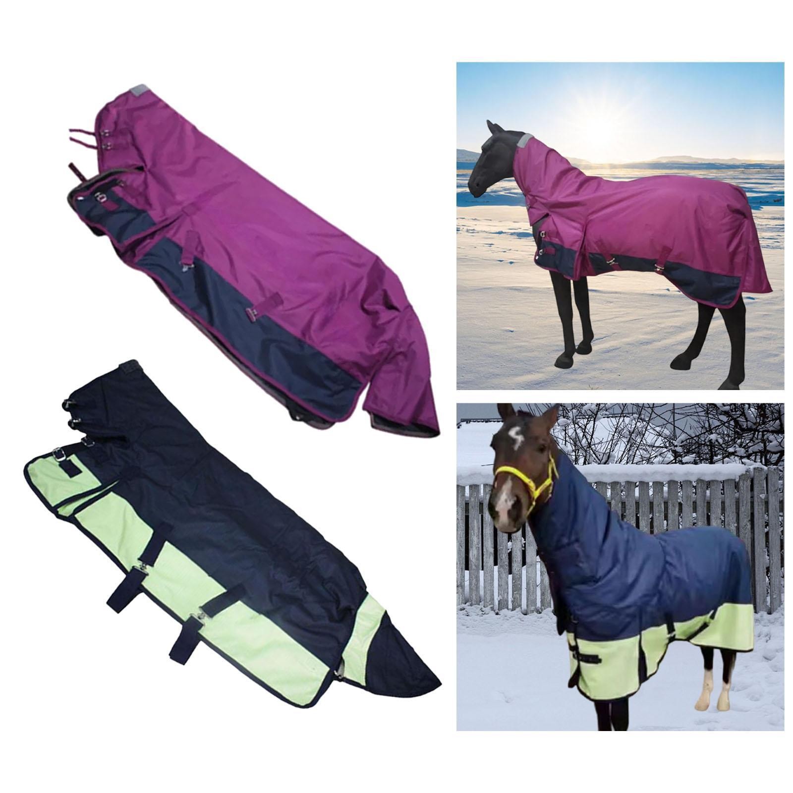 Horse Winter Turnout Blanket Waterproof with Adjustable Straps 600D with Hood