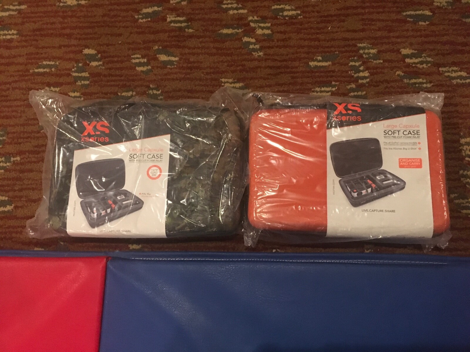 2 NEW Xsories CAPXULE soft-large case/soft bag with insert pre-cut-1camo+1orange