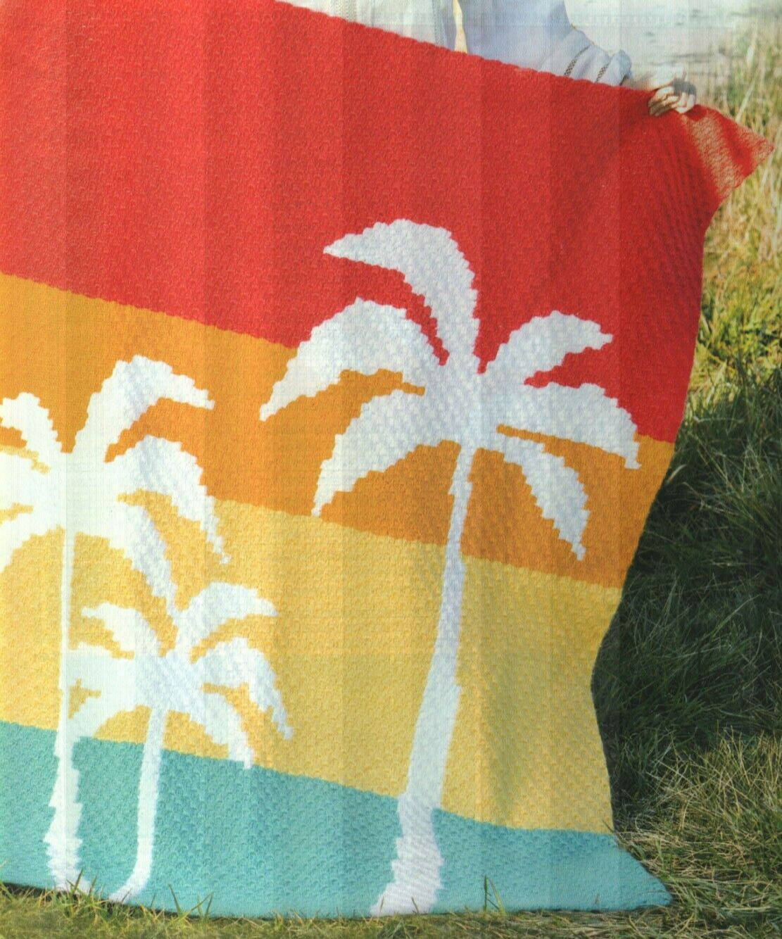 C2C ISLAND VIBES THROW PALM TREES AFGHAN HOME DECOR CROCHET PATTERN INSTRUCTIONS
