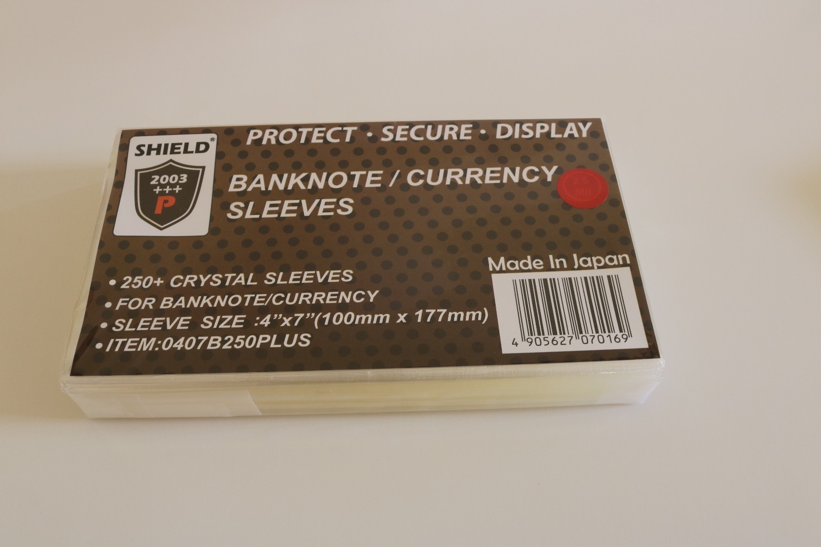 SHIELD 250 Crystal Sleeves for Banknote / Paper Money 4" x 7"  Free Shipping....