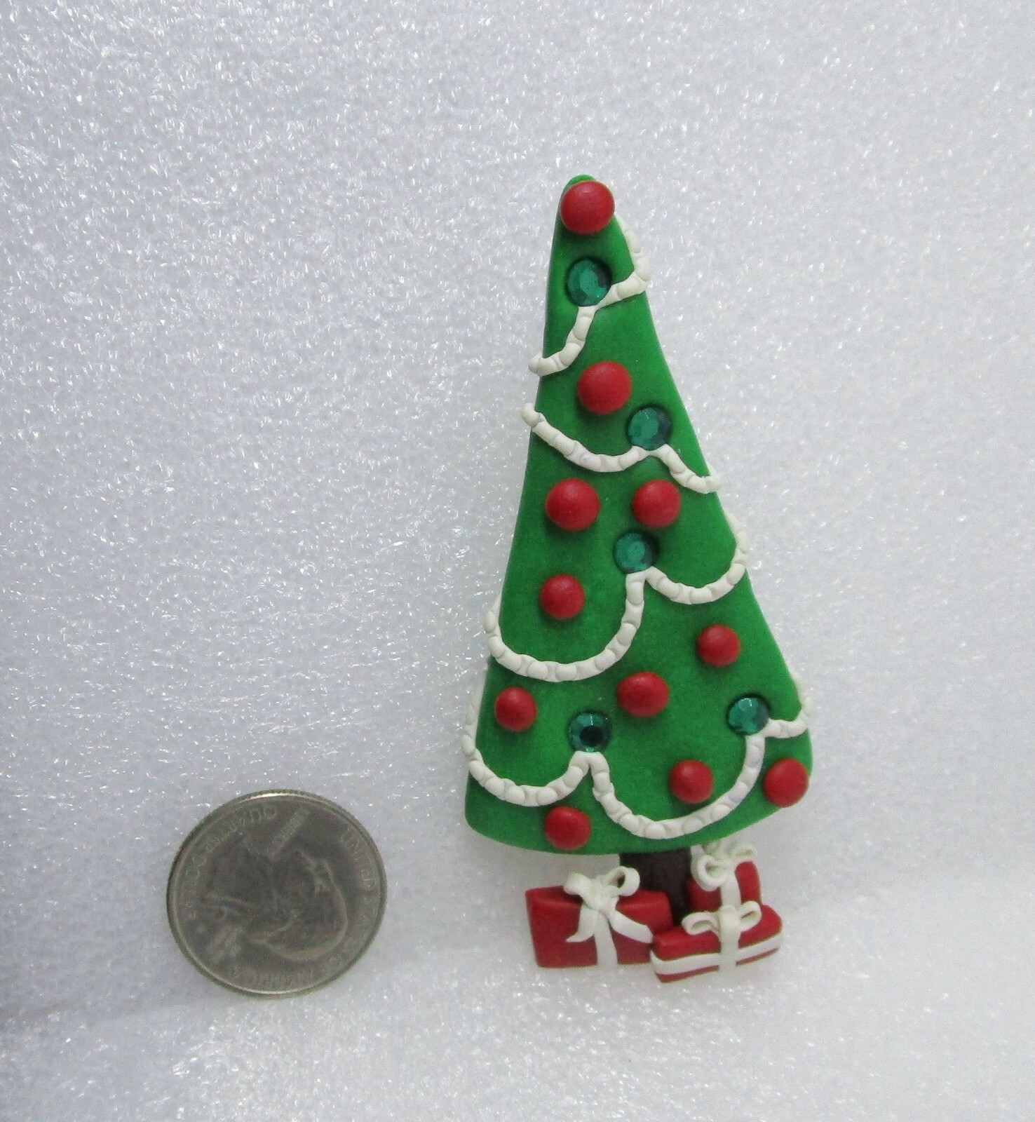 Gone Troppo Handcrafted Clay Green Christmas Tree Pin