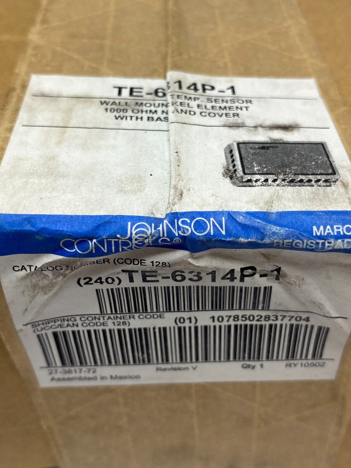 Johnson Controls TE-6314P-1 Wall Mount Temperature Sensor 1000Ohm Nickel Element