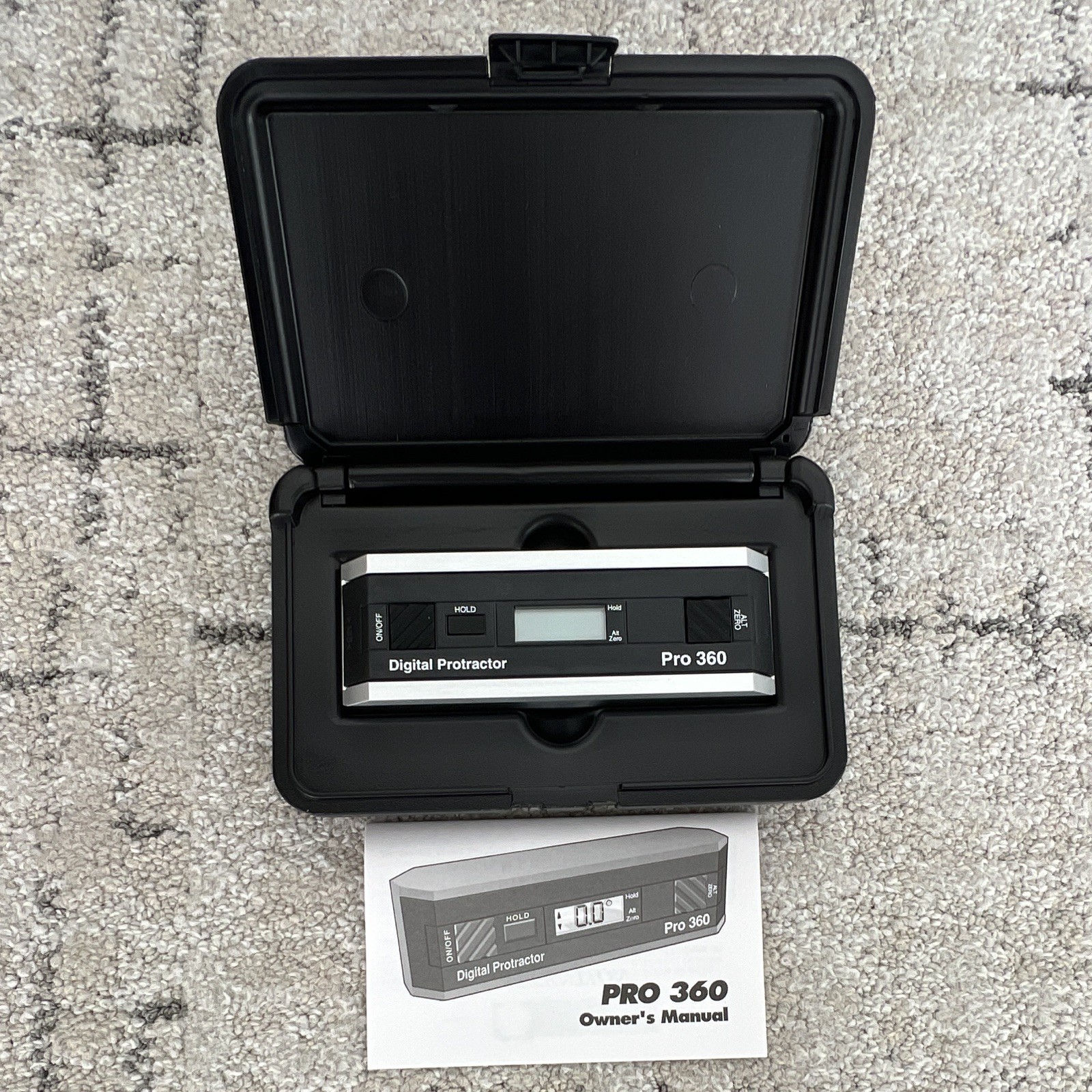 Digital Protractor Pro 360 Angle Finder 6in Blade 0-360° w/ Case Manual