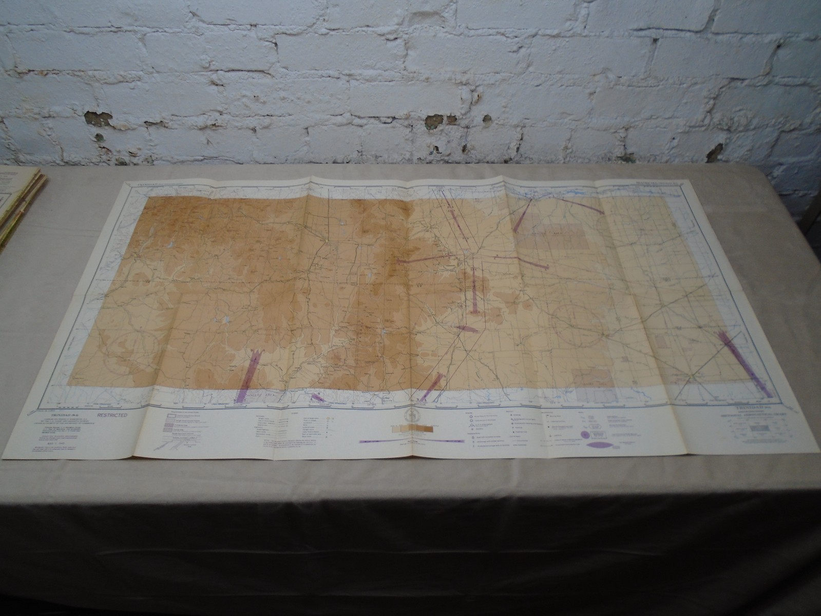 1945 Trinidad Sectional Aeronautical Chart Map U.S Coast & Geodetic Survey 46x24