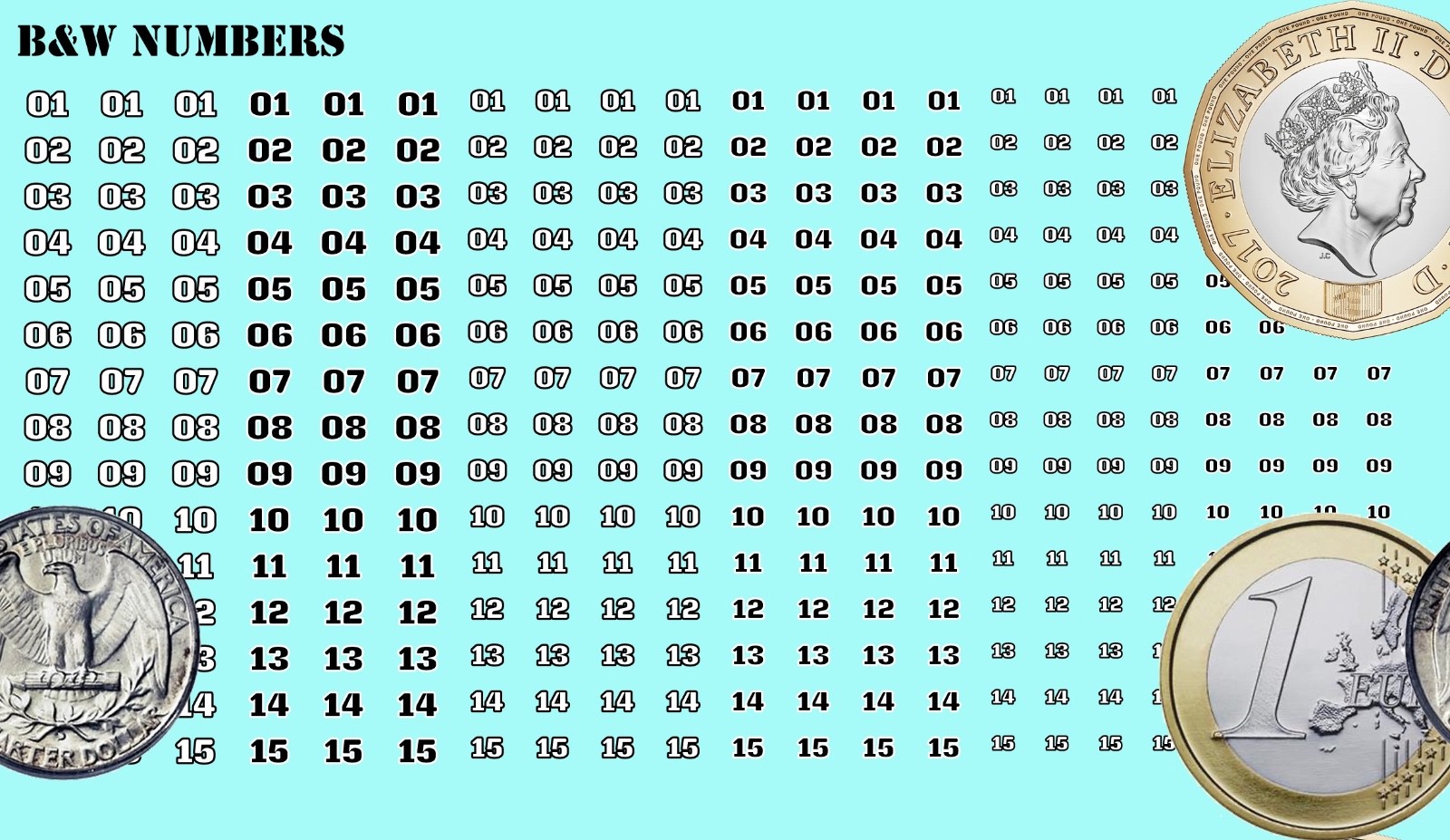 Markers - Numerals - Black & White Numbers - Waterslide Decals for Battletech