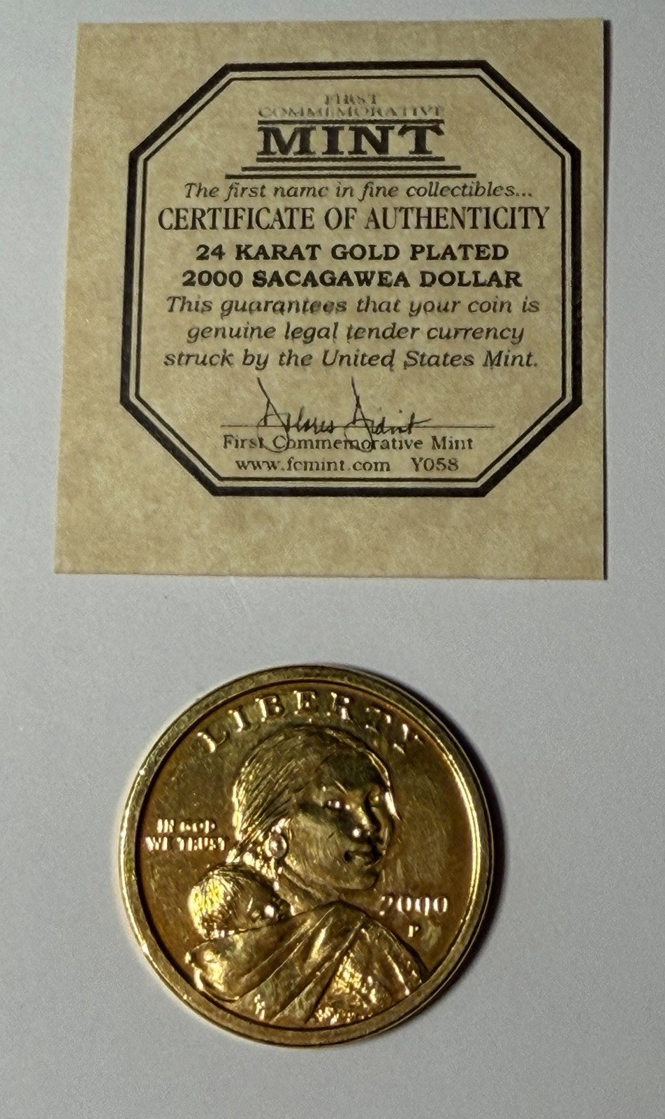 24 Karat Gold Plated Sacagawea $1 Dollar Coin 2000 P