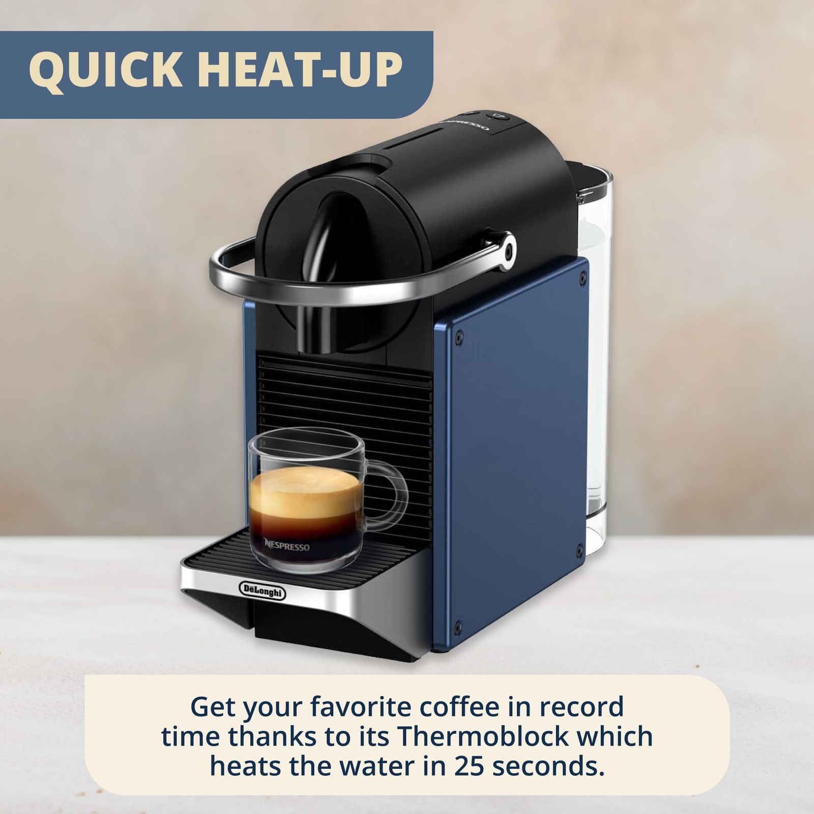 De'Longhi Pixie Espresso Coffee Machine with Temperature Control (Dark Blue)