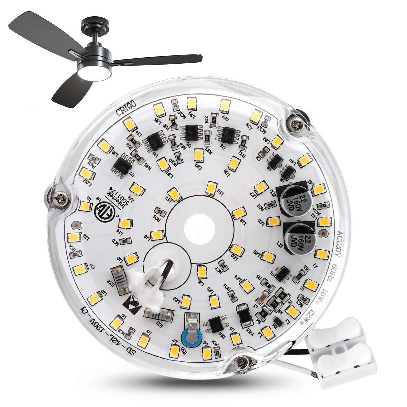 4 inch Ceiling Fan LED Light Replacement 6000K, 18W LED Retrofit Kit, Dimmable