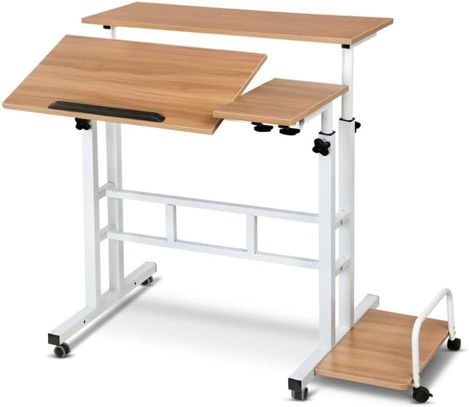 Adjustable Height Mobile Standing Desk Portable Computer Laptop Desk with Wheels
