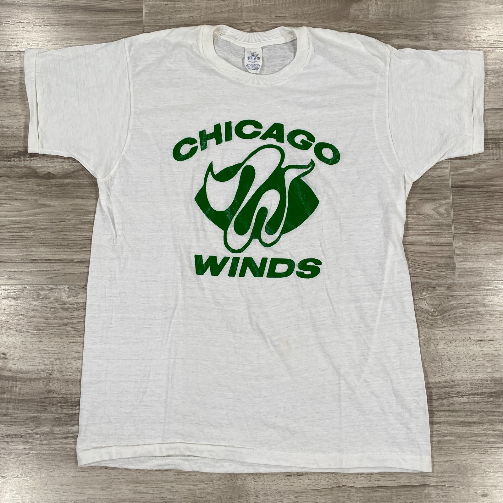 Vintage Chicago Winds Shirt Size XL (Fits Small) Football Printwear 80s Thin