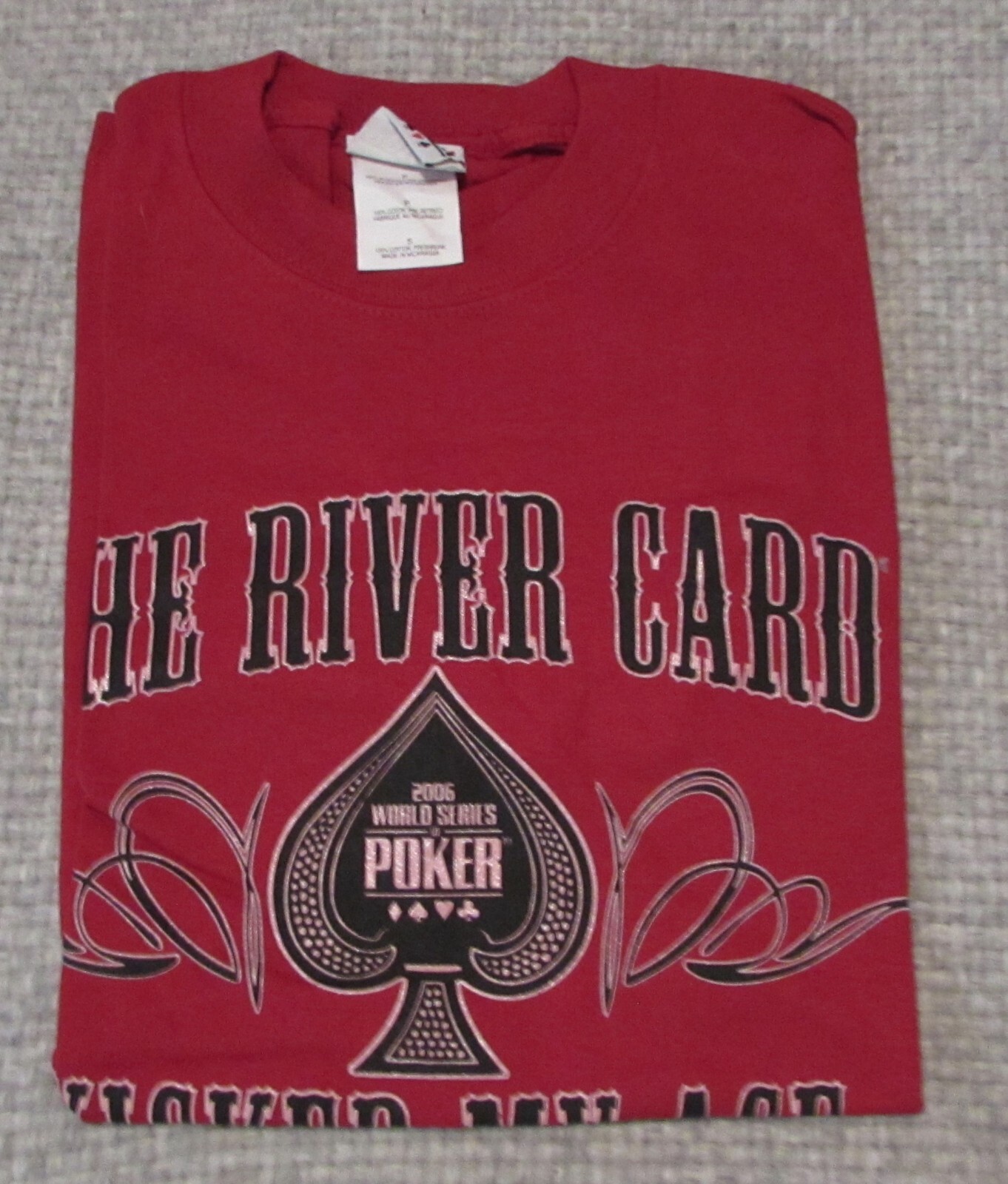 Vintage 2006 CAESARS WSOP Men's Small RIVER CARD KICKED MY ACE T Shirt  NEW !