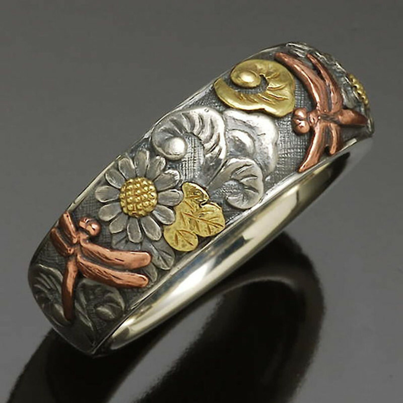 Fashion Flower 925 Silver Ring Women Jewelry Party Gift Ring Sz 6-10