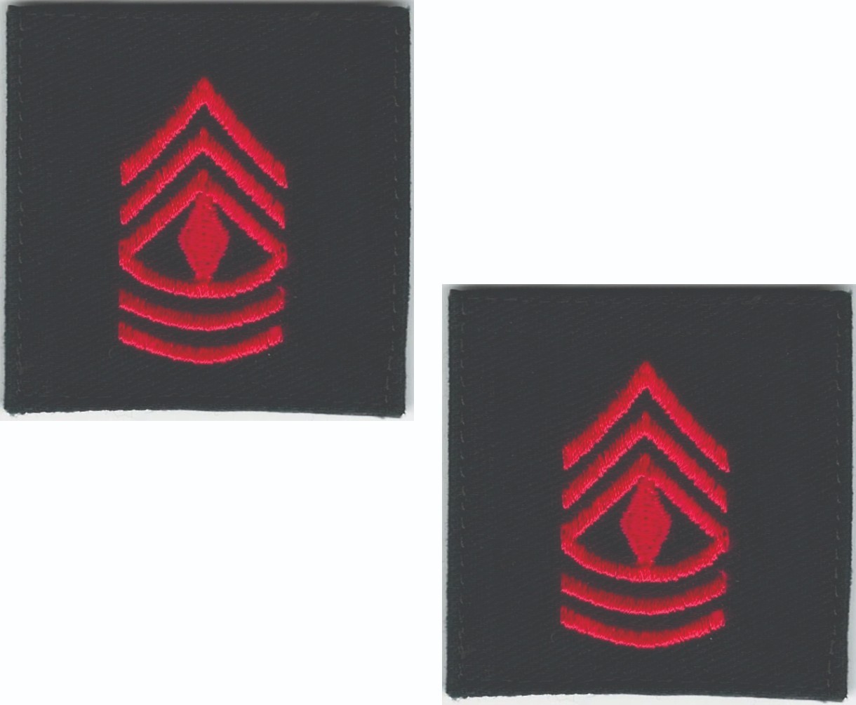 Lot of 2 E-8 First Sergeant Rank Patches 2” Hook Backed Black Red