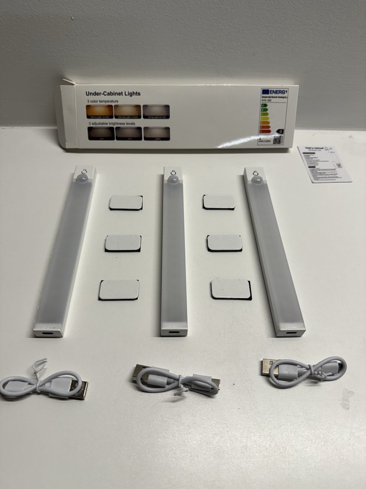 LED Under-Cabinet Light Bars, Adjustable, White, USB, 3-Pack UC-Lights001