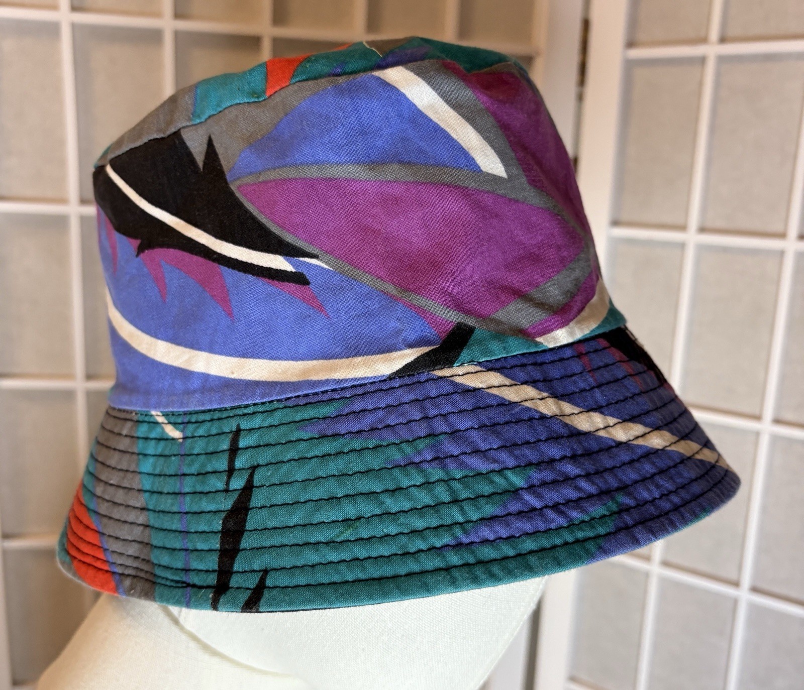 Colorful Abstract Geometric Print Reversible Bucket Hat