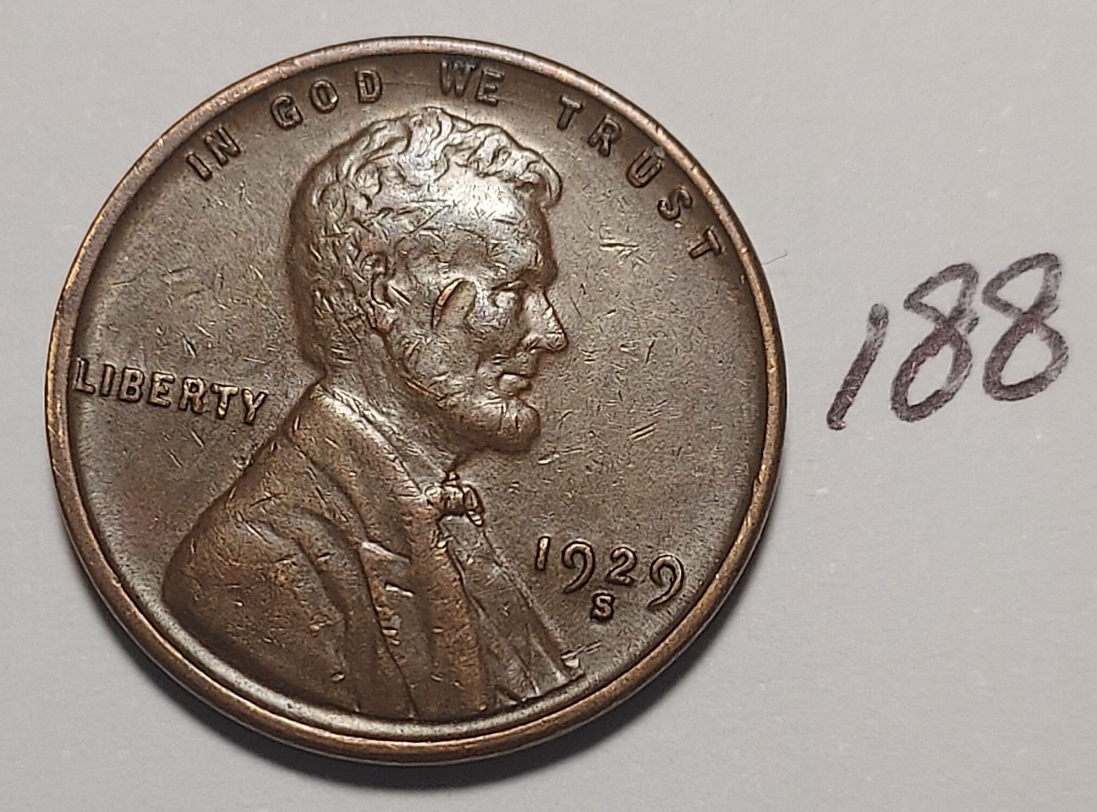 1929-S Lincoln Wheat Cent  VERY FINE   #188