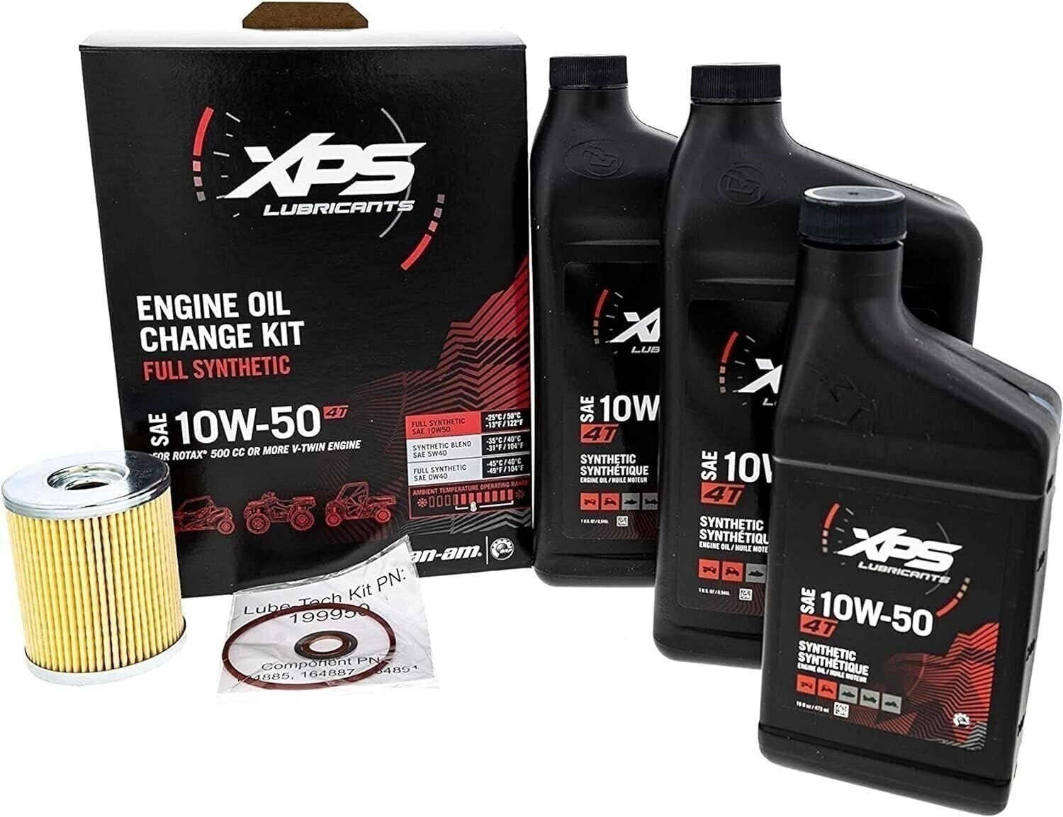 Can-Am New OEM 4T 10W-50 Synthetic Blend Oil Change Kit Rotax 500 V-Twin