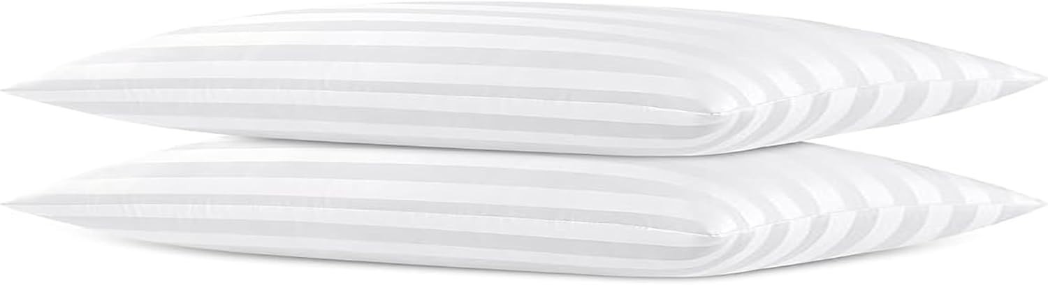 Thin Flat Soft Low Pillows Standard Size Set of 2 Down Alternative Filled Bed P