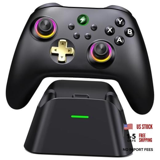 Wireless PC Controller with Charging Dock - Dual Hall Effect for Zero Drift,