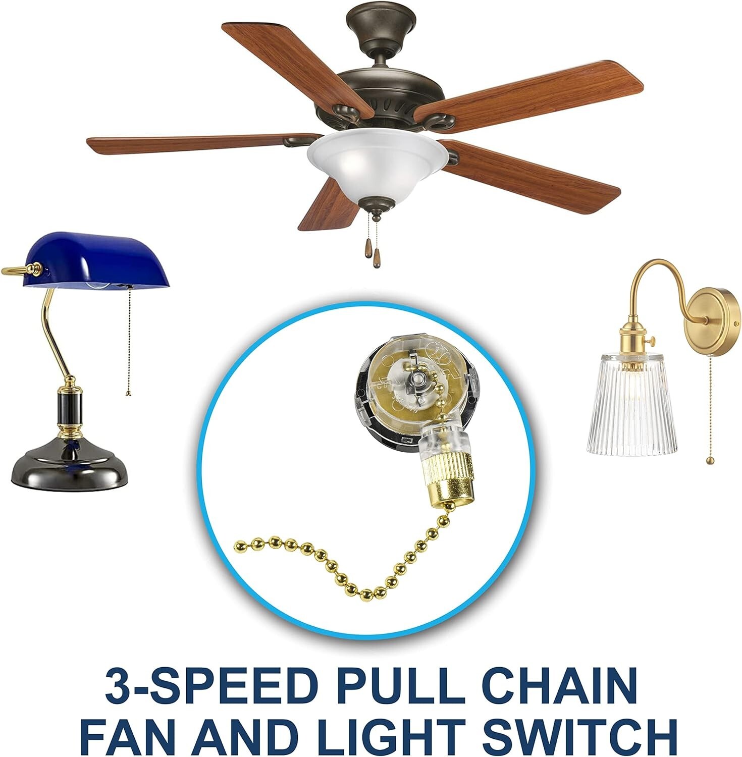 Ceiling Fan Pull Chain 3-Speed Control Switch for Angelo Brothers Ceiling Fan