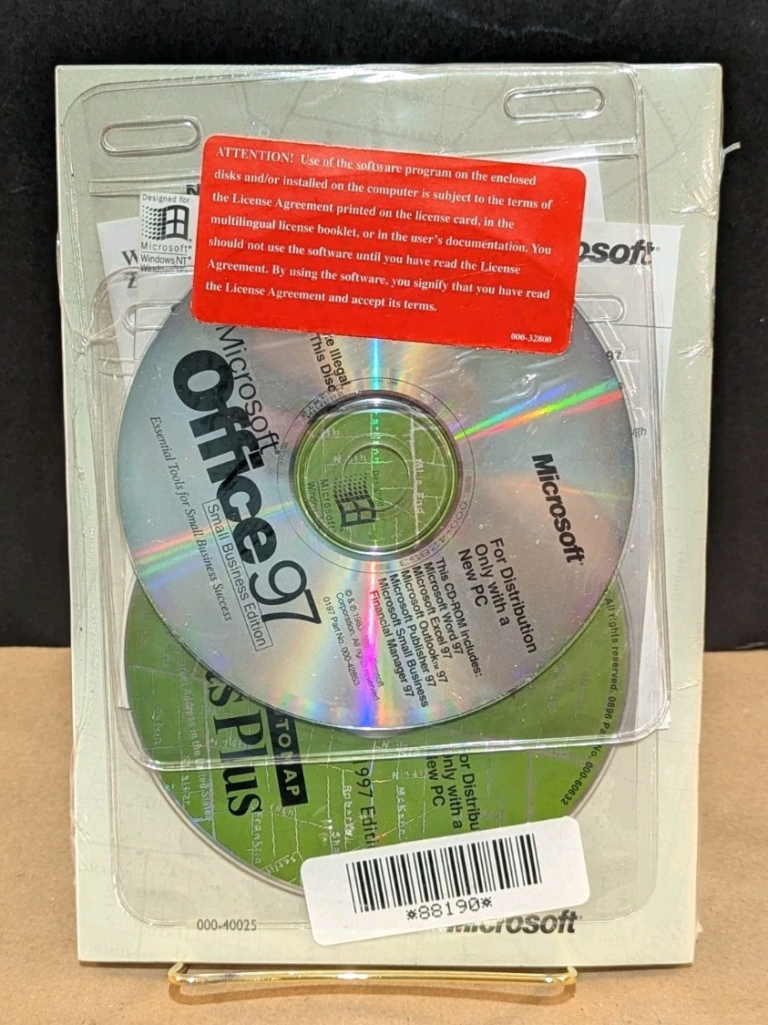 NEW Sealed Microsoft Office 97 SBE OEM CD Set w/ Automap Streets Plus Unopened