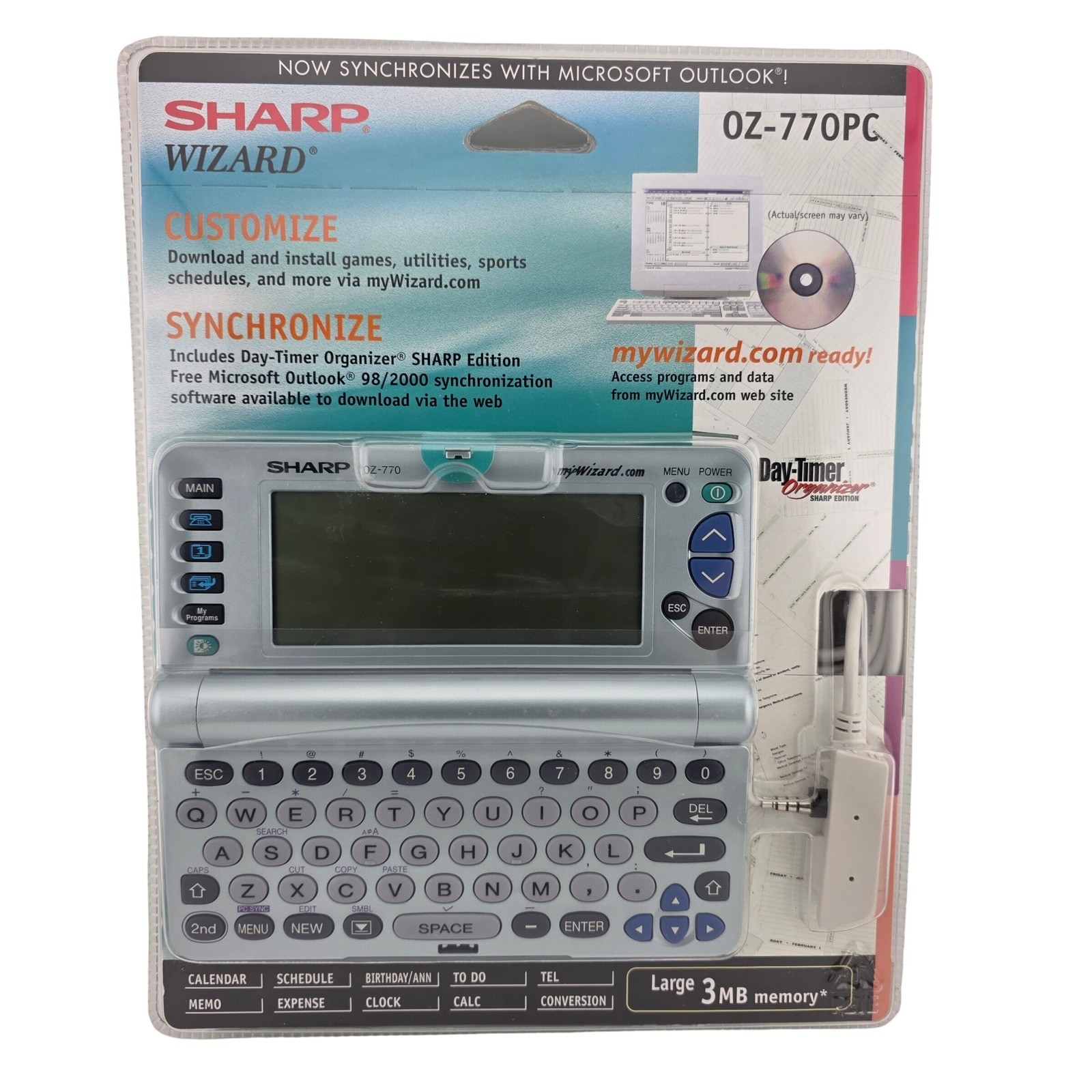 Sharp Wizard OZ-770PC Electronic Organizer 3MB Backlit NEW Timer Vintage Tech