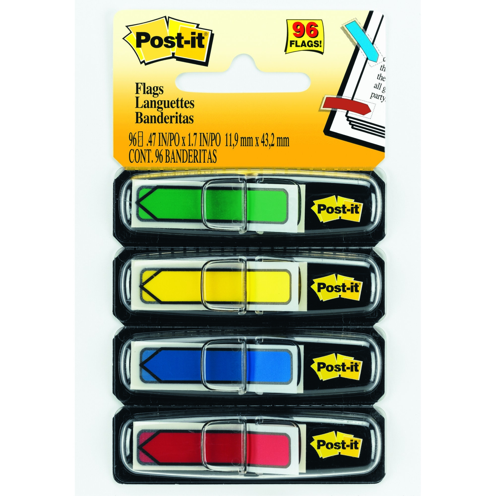 Post-it® Arrow Flags 684-ARR3, .47 in. x 1.7 in. Assorted