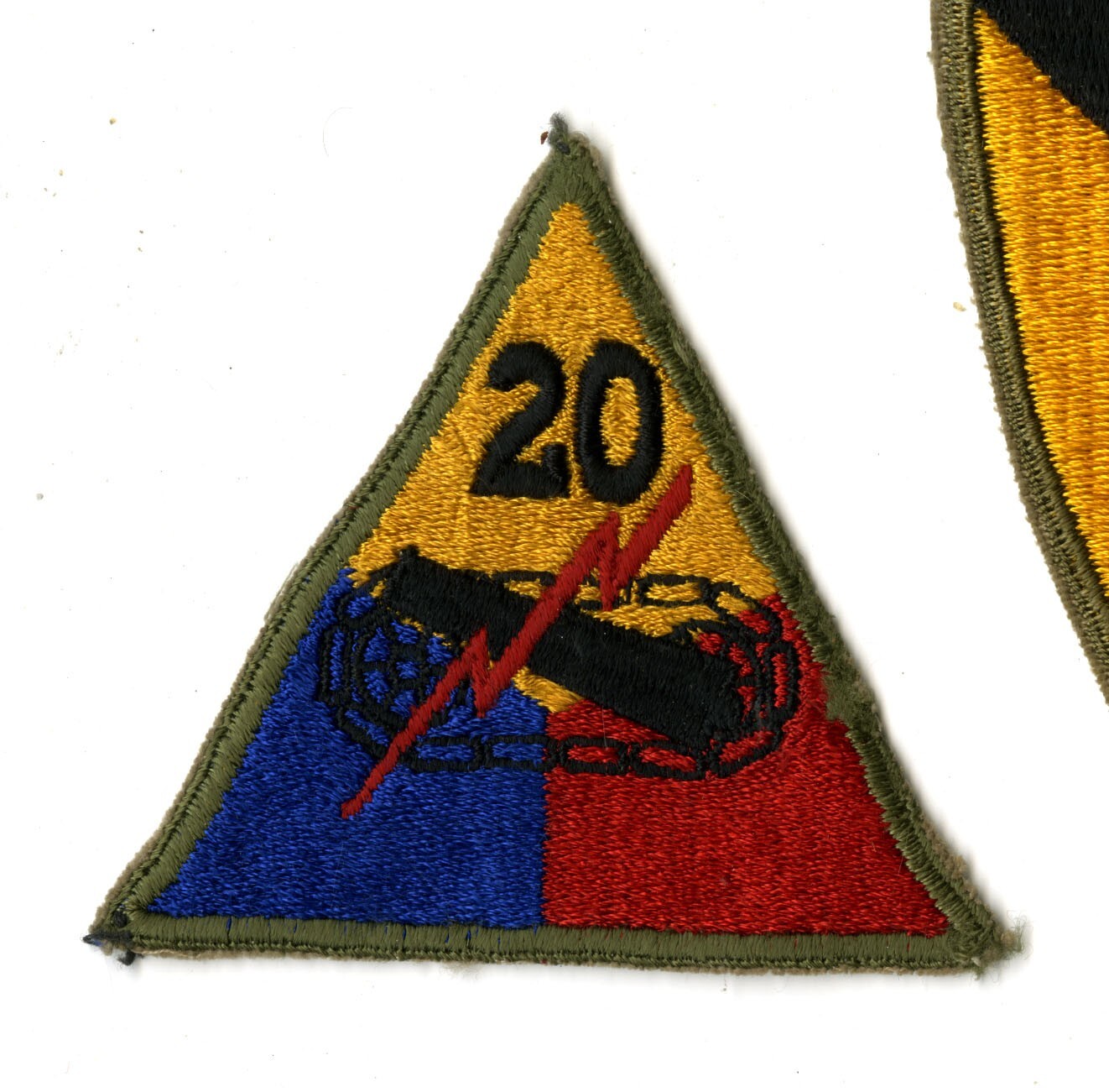 20th Armored Division White Back Patch WWII Vintage Europe Germany Austria