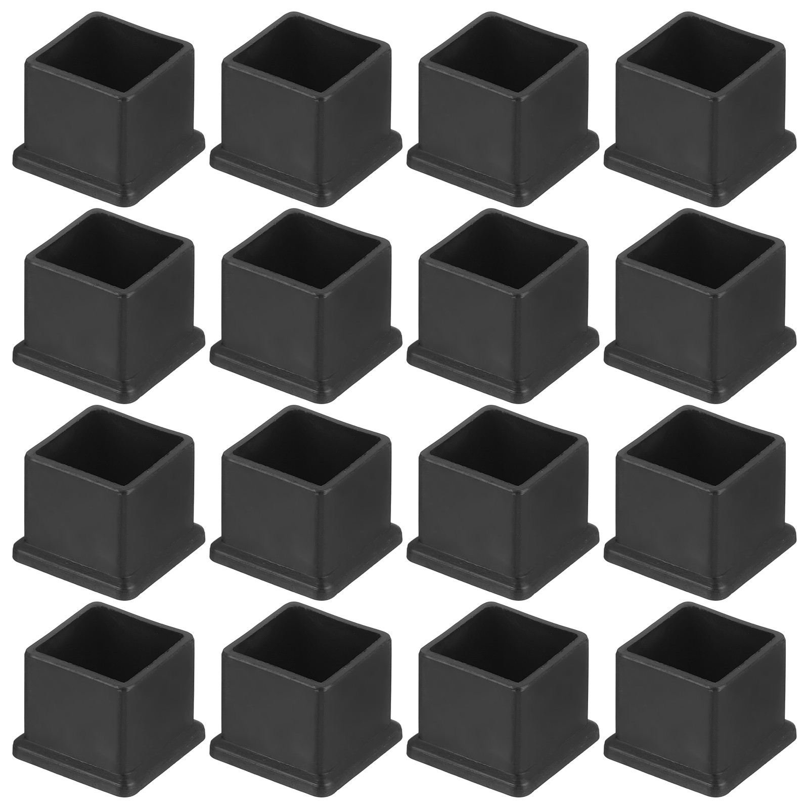 46Pcs PVC Square Chair Leg Caps, 22mm x 22mm OD Black Furniture Feet Pads