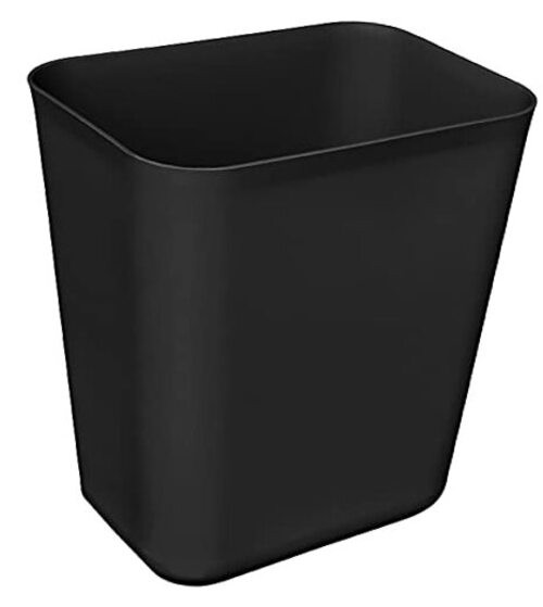 Efficient Trash Can Wastebasket, Fits Under Desk, Kitchen, 3.5 Gallons Black