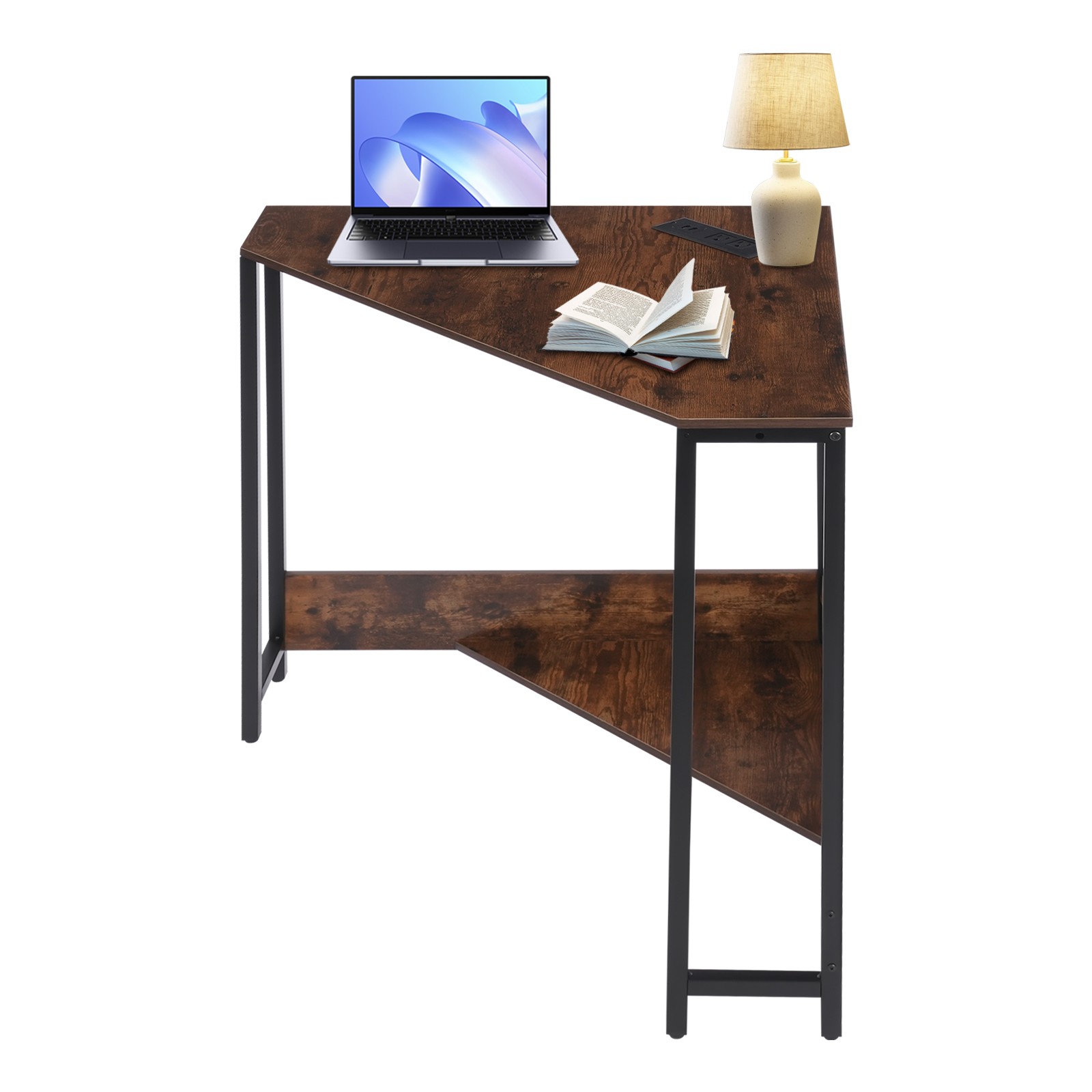 68*68*75cm Corner Desk, Small Desk with Outlets, Corner Table for Small Space