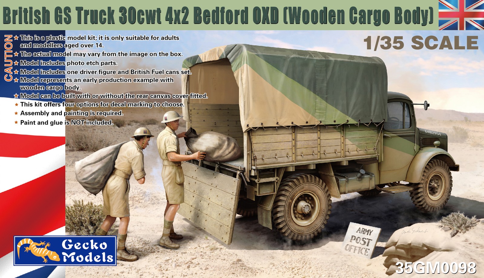 Gecko 35GM0098 1/35 British GS Truck 30cwt 4x2 Bedford OXD(Wooden Cargo Body)