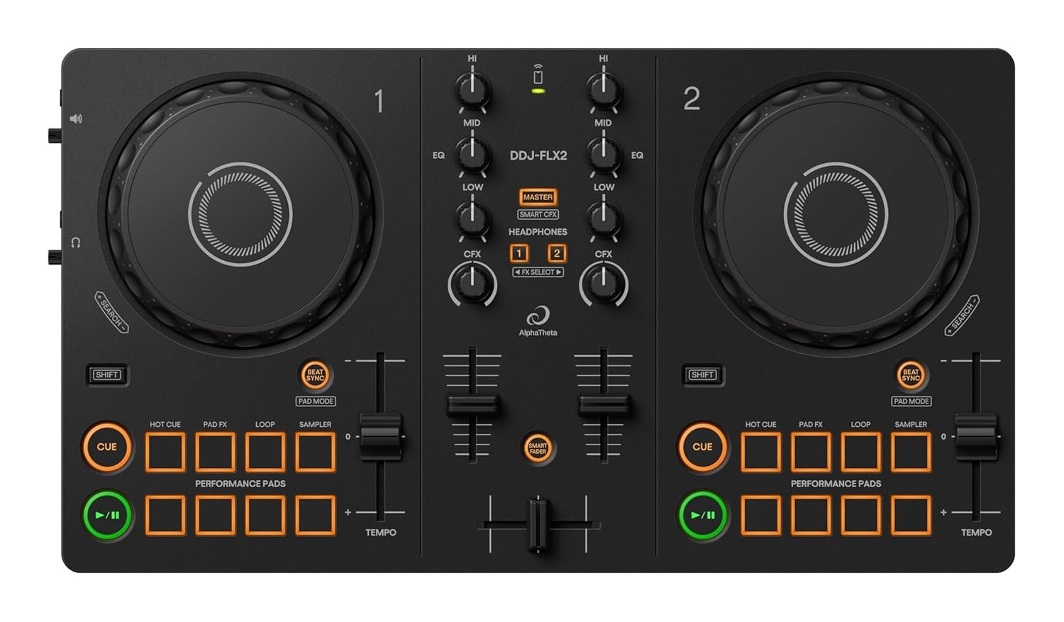 Alpha Theta DDJ FLX2 2-Channel Compact Streaming Ready DJ Controller Kit