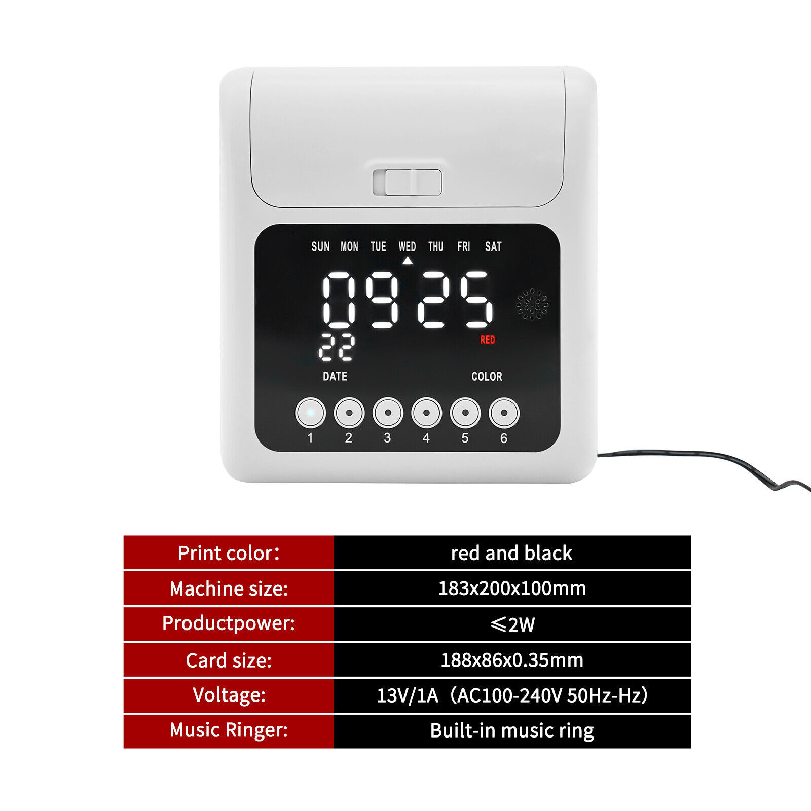 Employee Time Clock Card Machine Calculating Attendance Punch Built-in Music New