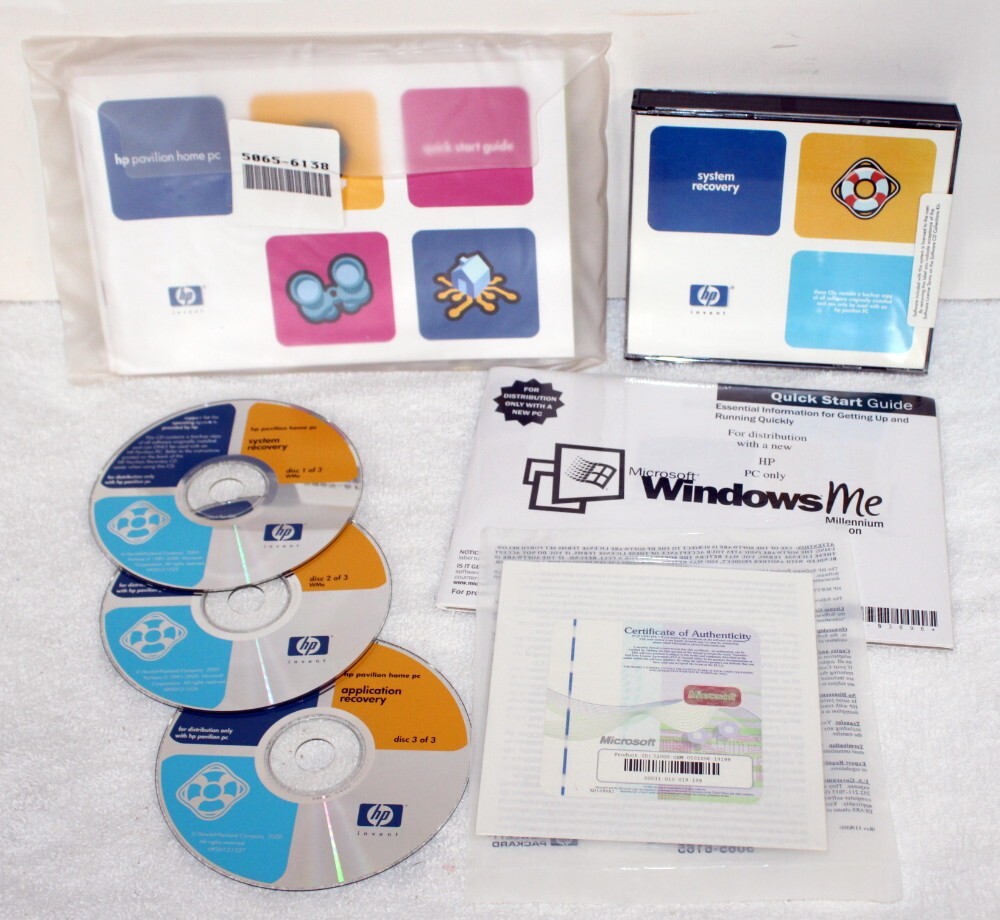 HP XG836R Pavilion Windows 2000 ME Recovery Discs w/ Unopened Setup Package
