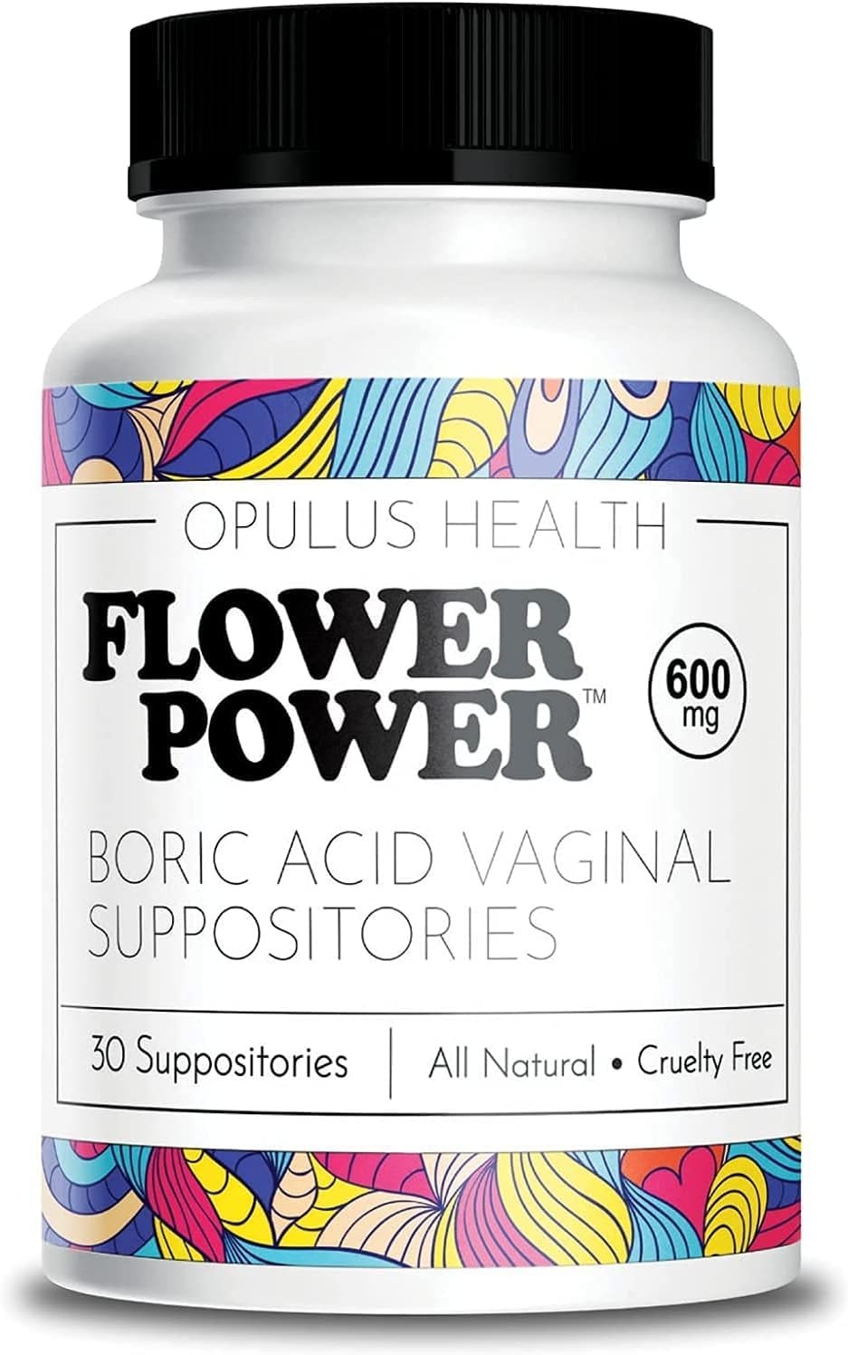Vegan Boric Acid Suppositories - 30 Capsules for Vaginal Odor & pH Balance