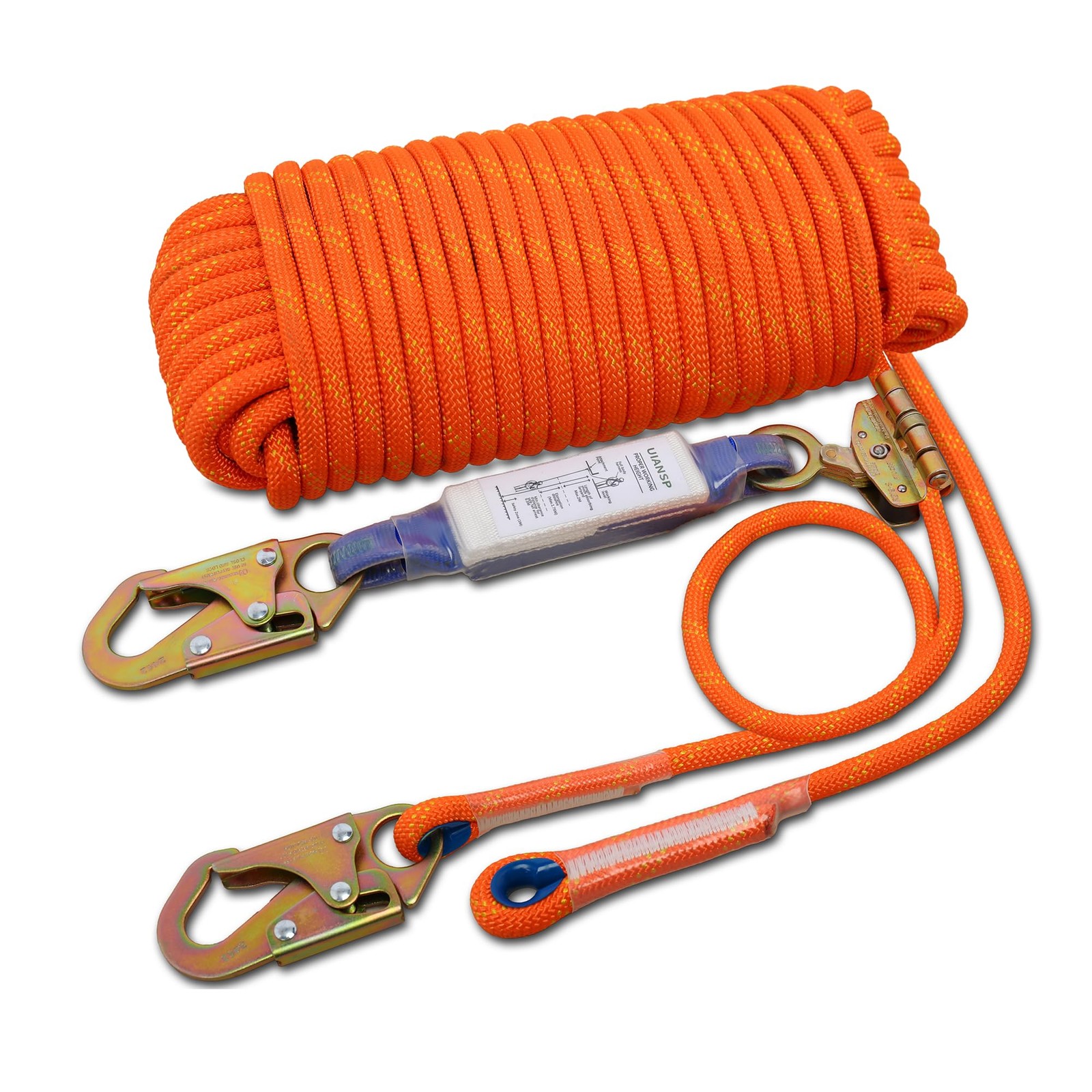 Fall Protection Safety Rope100ft Heavy Duty Vertical Roofing Rope Rope Grab S...