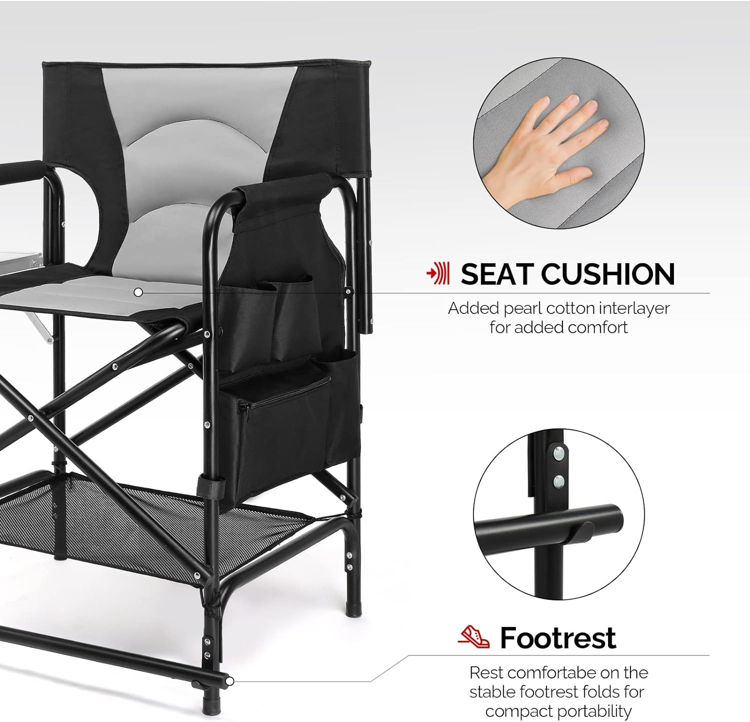 22in Directors Camping Chair Folding Chair Aluminum Frame with Portable Bag