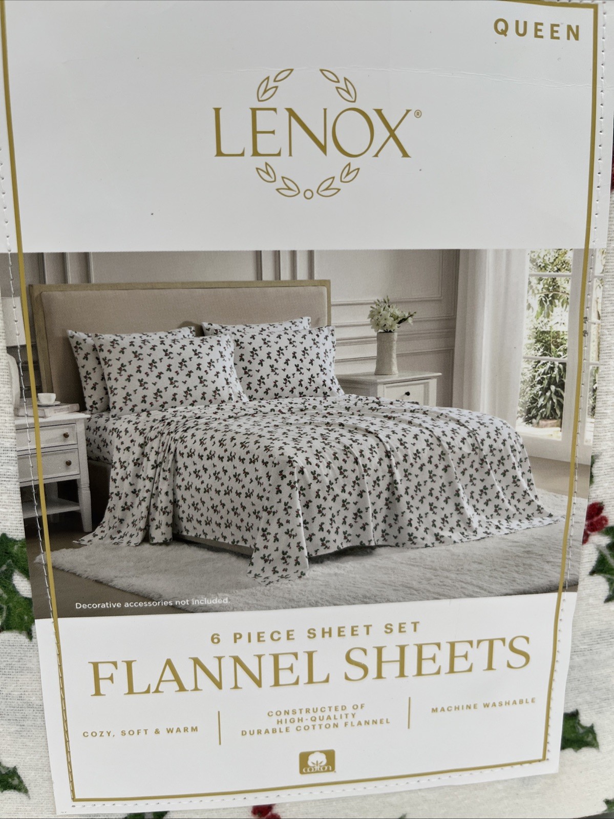 Lenox Flannel Sheet Set, Queen (Holly Green)