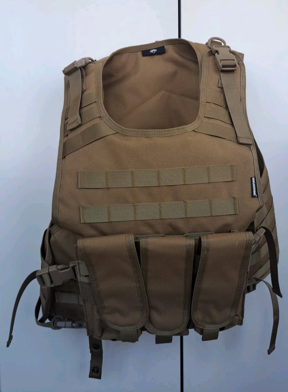 MG Flash Force Tactical Airsoft Paintball Survival Vest Adjustable Tan/Green