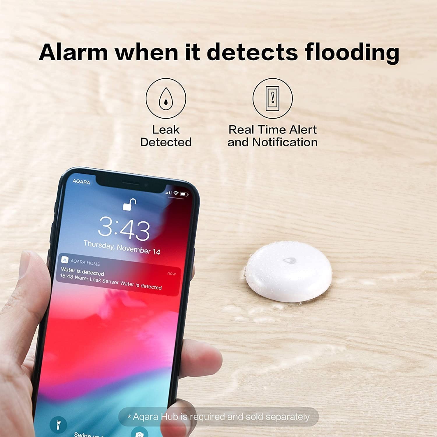 Aqara Water Leak Sensor 3 Pack, Zigbee Wireless Detector for white