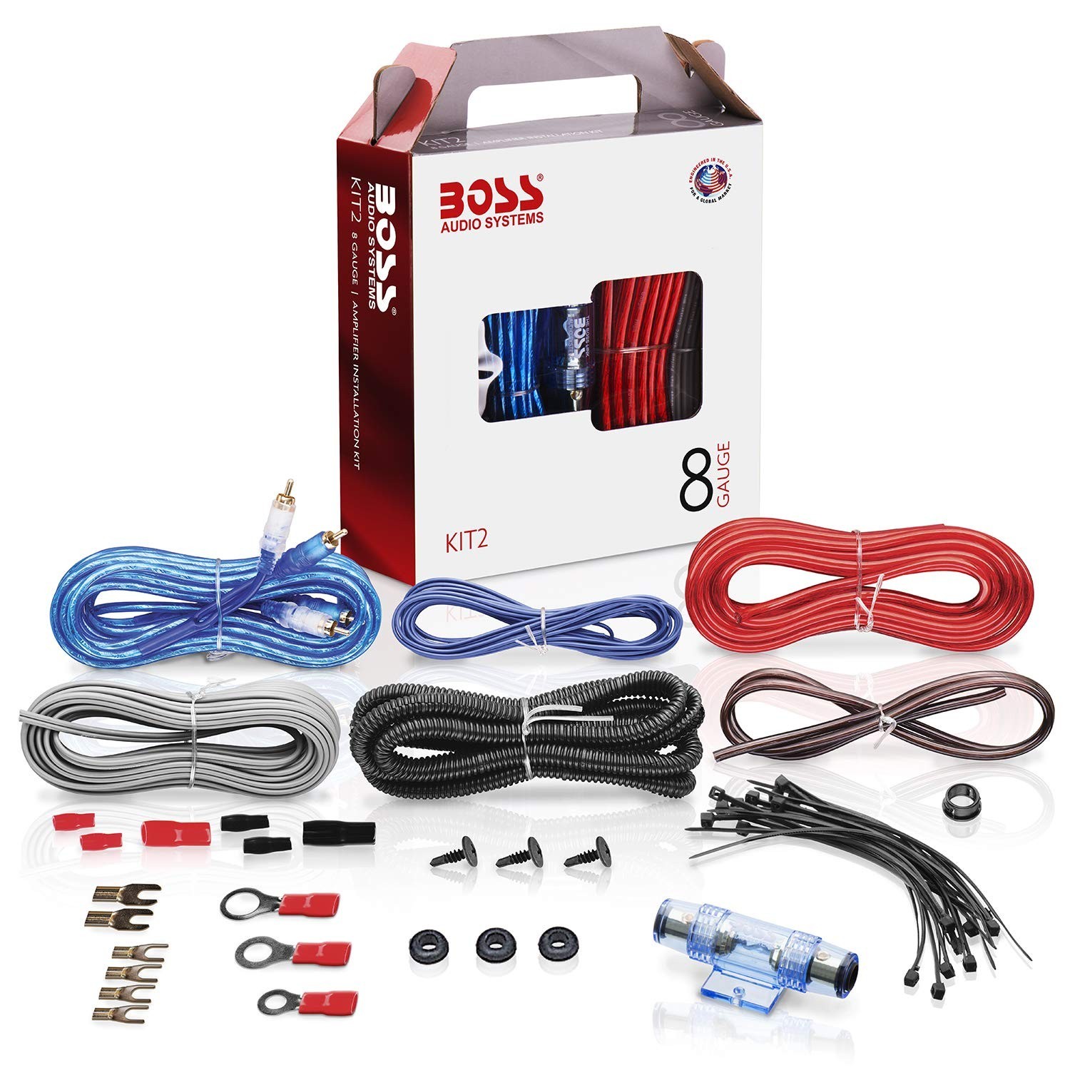 BOSS Audio Systems KIT2 8 Gauge Complete Car Amplifier Installation Wiring Ki...