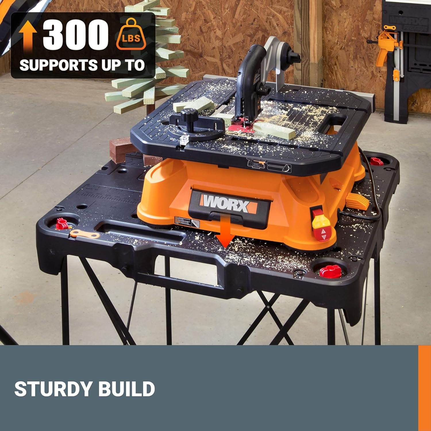 Worx WX066 Sidekick Folding Work Table, Portable All-In-One Work Bench