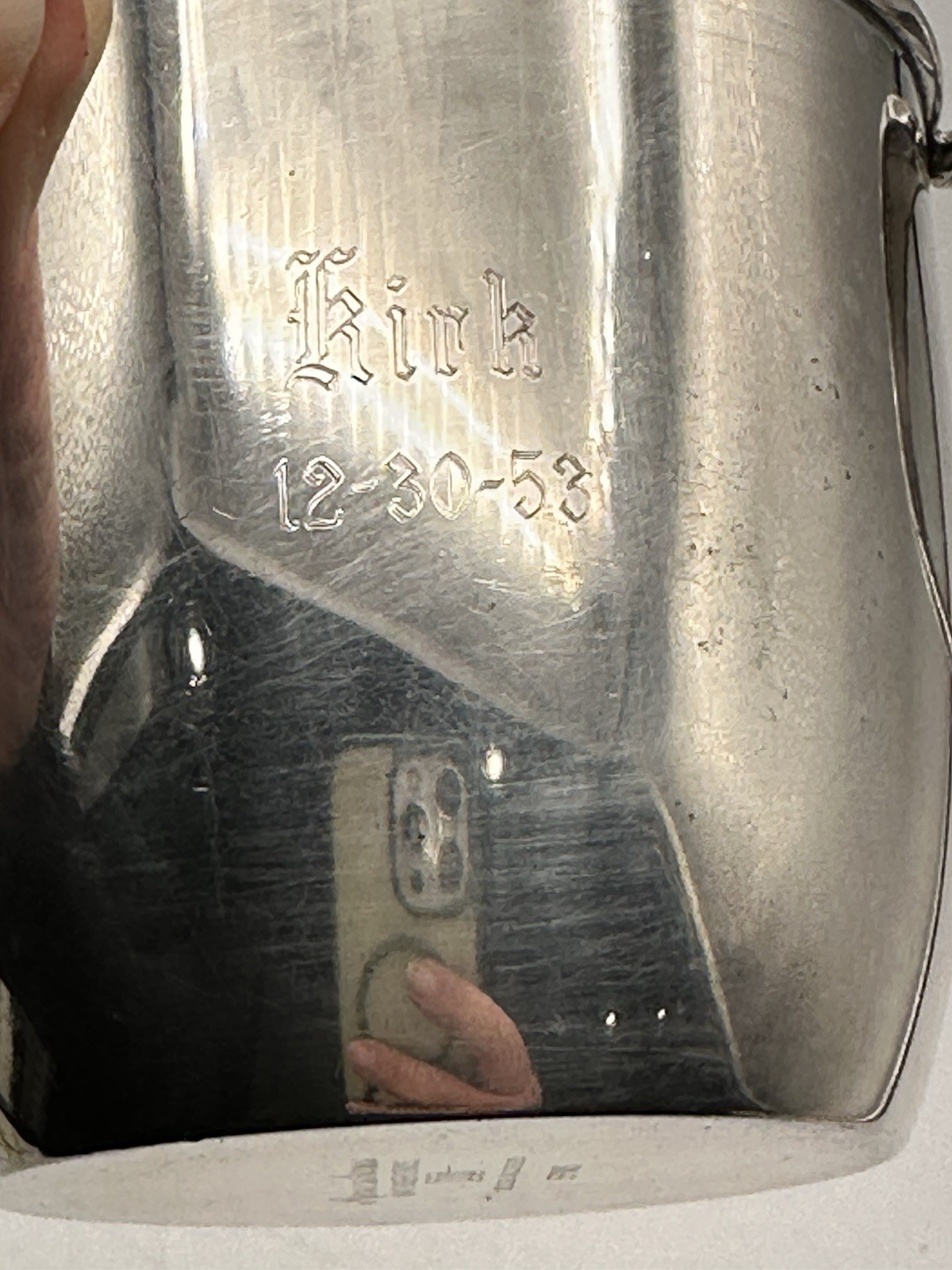 Silver Soldered Baby Cup Inscribed Kirk 12-30-53 Remembrance 1847 Rogers Bros