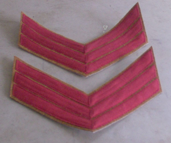 Sergeant Chevrons, Confederate Artillery, Red on Butternut, Civil War,New