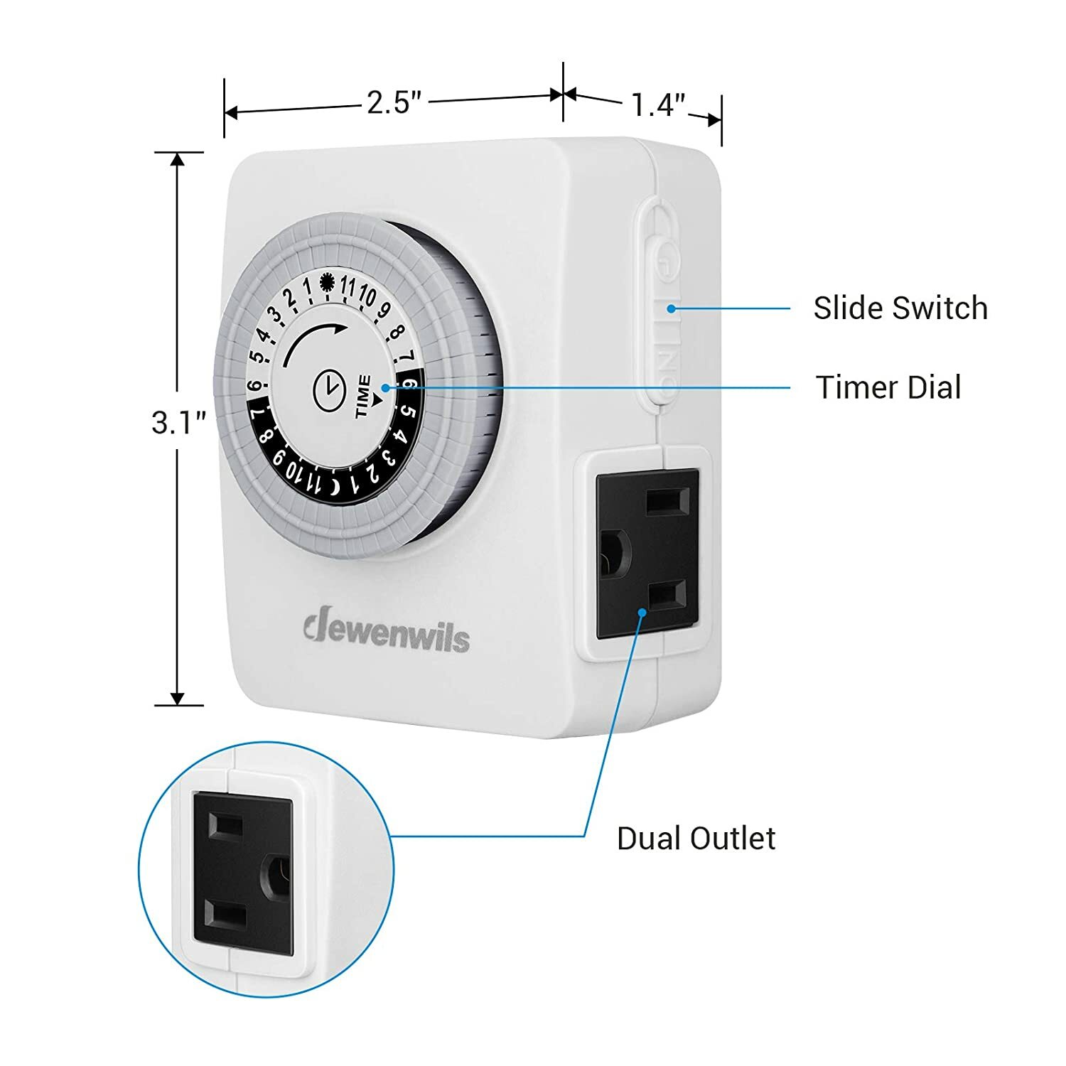 DEWENWILS 2 pack Indoor Outlet Timer Plug in Electrical Timer for Aquarium Lamp