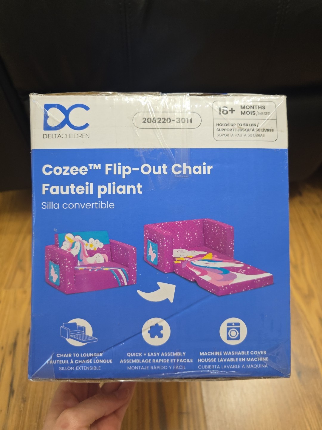 Unicorn Pink Flip Out Chair To Lounger Couch Sofa For Kids Girls Toddlers 18+
