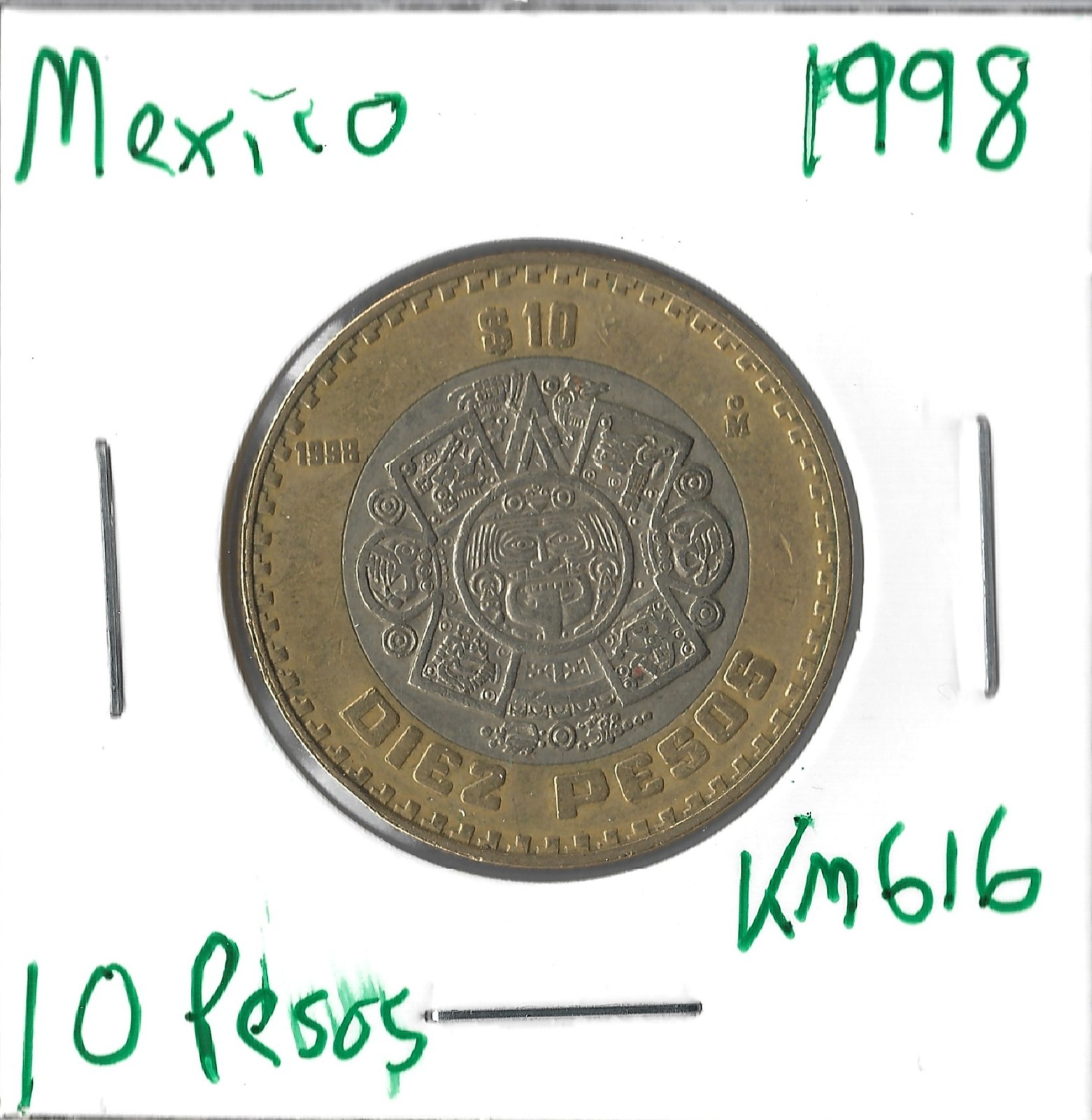 Coin Mexico 10 Pesos 1998 KM616, bimetallic