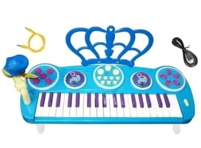 Kids Piano Keyboard with Microphone 37 Keys Portable Electronic Keyboards Blue